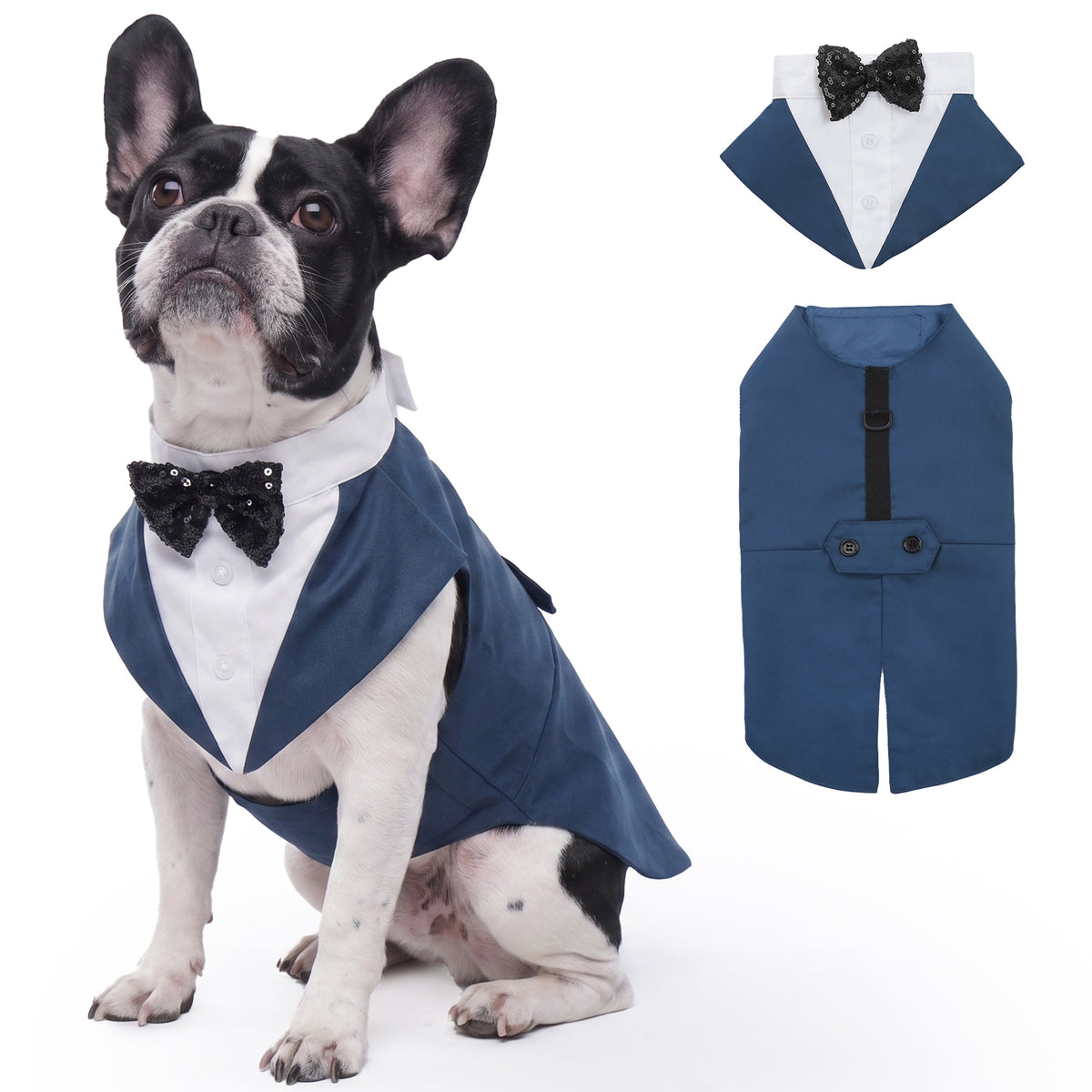 IDOMIK Dog Tuxedo Pet Wedding Party Suit and Bandana Set, Formal Clothes with Bow Tie