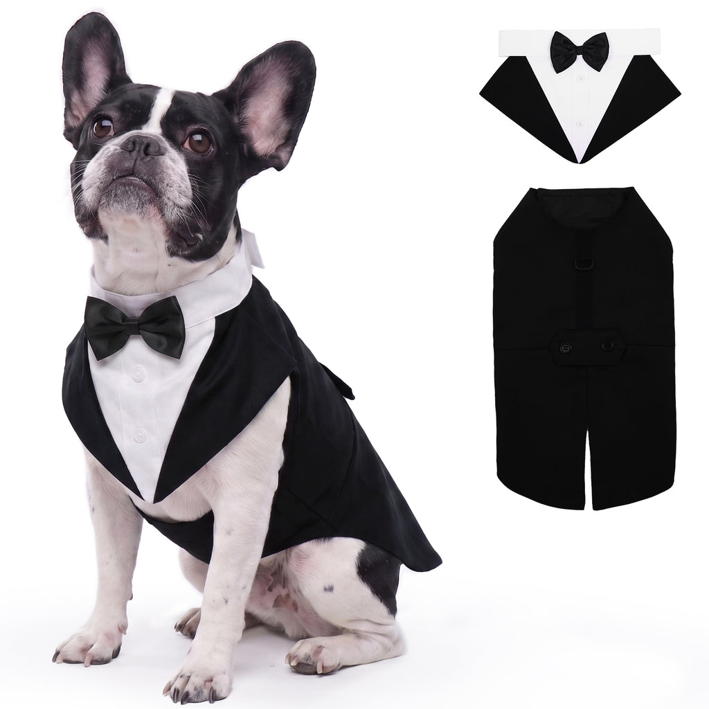 IDOMIK Dog Tuxedo Pet Wedding Party Suit and Bandana Set, Formal Clothes with Bow Tie