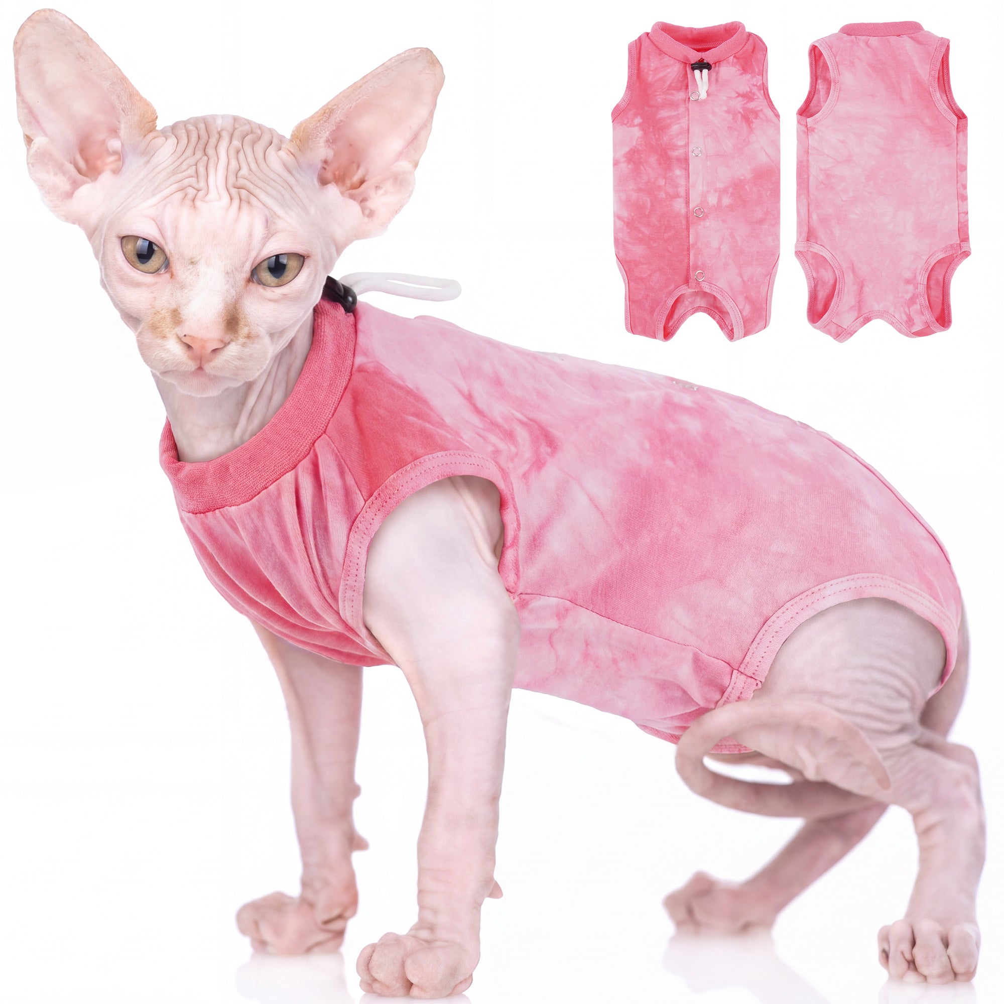 IDOMIK Cat Recovery Suit, Post-Surgery Onesie to Prevent Licking, Cone of Shame Alternative Surgical Spay Suit for Male Female Cat