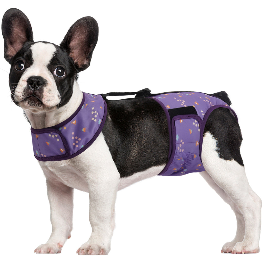 IDOMIK Reusable Dog Diaper, Breathable Diaper with Anti-Slip Suspenders for Female Dogs, Adjustable Menstrual Belt for Puppy, Pink,