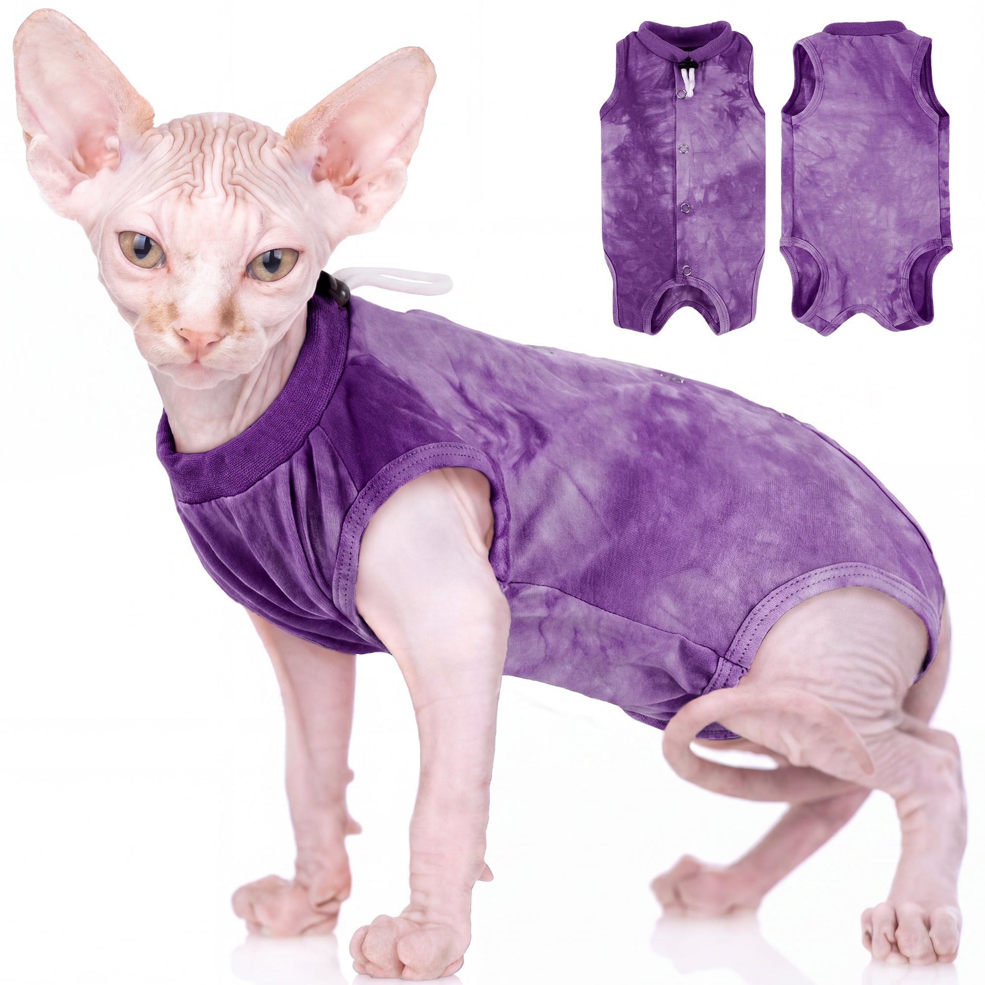 IDOMIK Cat Recovery Suit, Post-Surgery Onesie to Prevent Licking, Cone of Shame Alternative Surgical Spay Suit for Male Female Cat