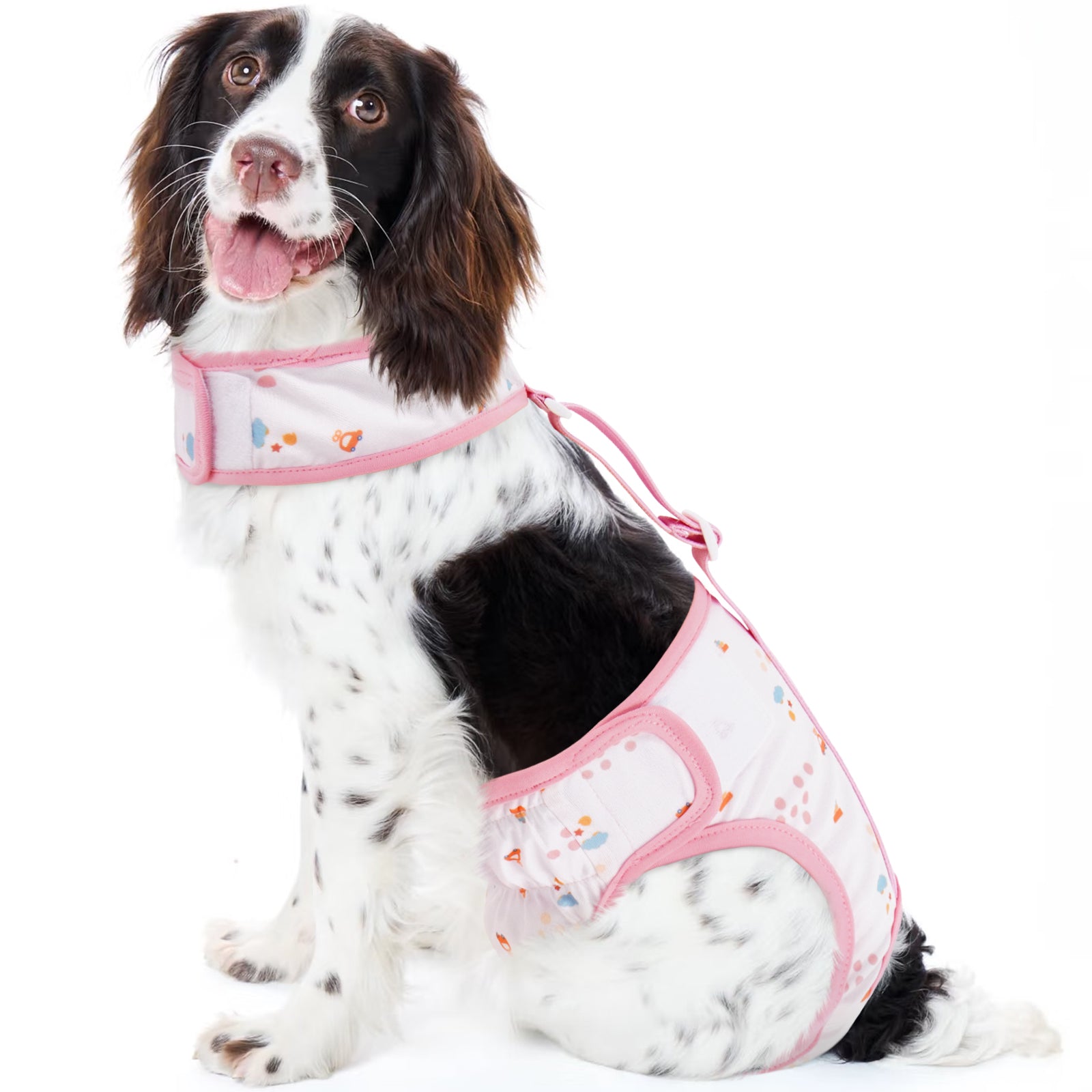 IDOMIK Reusable Dog Diaper, Breathable Diaper with Anti-Slip Suspenders for Female Dogs, Adjustable Menstrual Belt for Puppy, Pink,