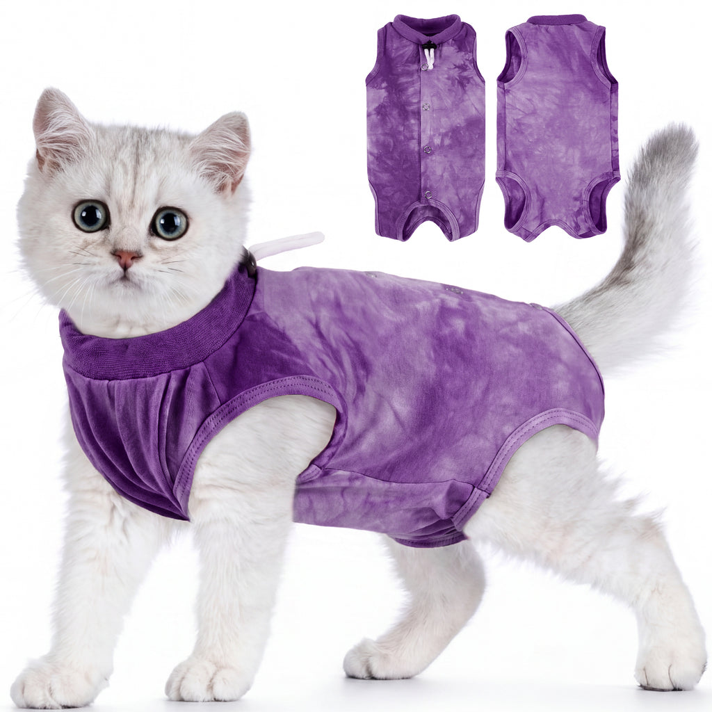 IDOMIK Cat Recovery Suit, Post-Surgery Onesie to Prevent Licking, Cone of Shame Alternative Surgical Spay Suit for Male Female Cat