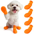 IDOMIK Dog Rain Boots 4-Pack, Waterproof Silicone Paw Protectors, Anti-Slip Sole, Double Hook & Loop Straps