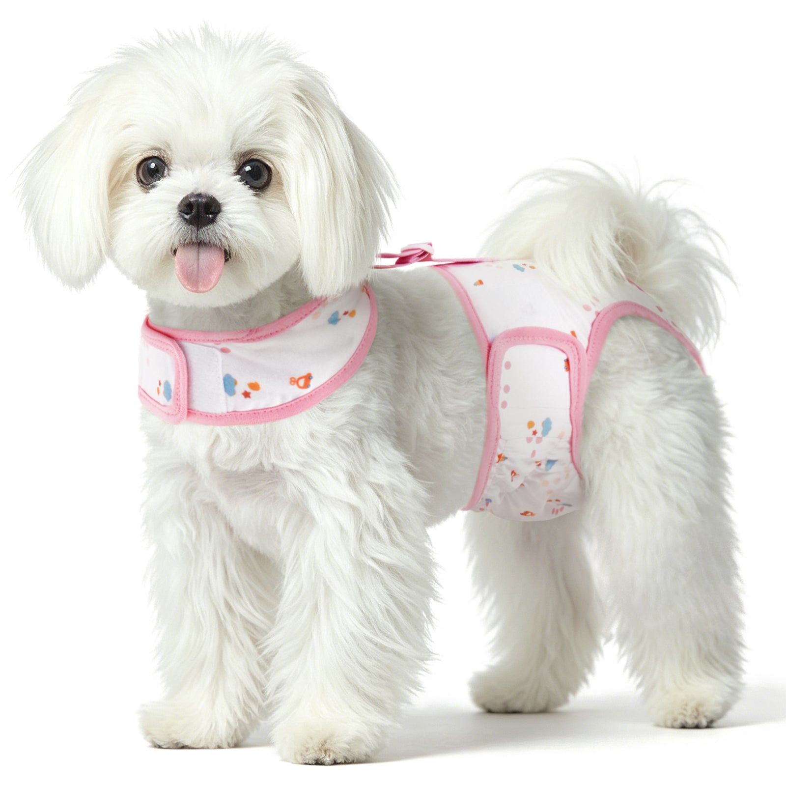 IDOMIK Reusable Dog Diaper, Breathable Diaper with Anti-Slip Suspenders for Female Dogs, Adjustable Menstrual Belt for Puppy, Pink,