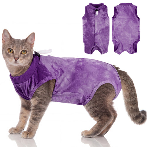 IDOMIK Cat Recovery Suit, Post-Surgery Onesie to Prevent Licking, Cone of Shame Alternative Surgical Spay Suit for Male Female Cat