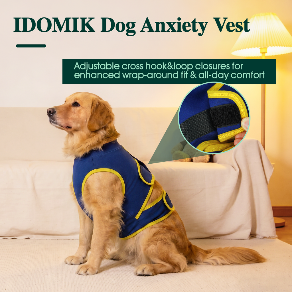 IDOMIK Dog Anxiety Vest, Adjustable Dog Calming Shirt for Fireworks, Travel & Separation Stress