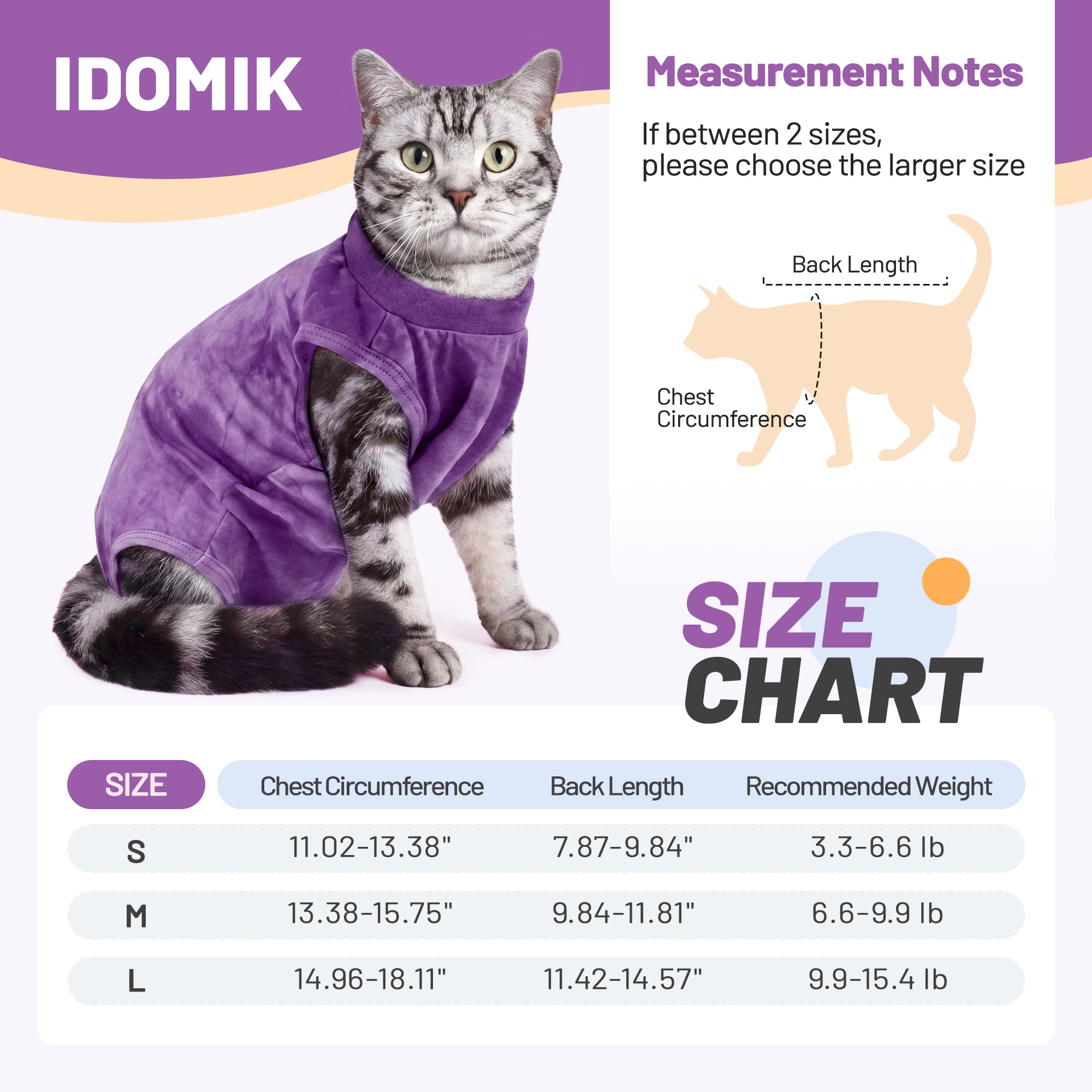 IDOMIK Cat Recovery Suit, Post-Surgery Onesie to Prevent Licking, Cone of Shame Alternative Surgical Spay Suit for Male Female Cat
