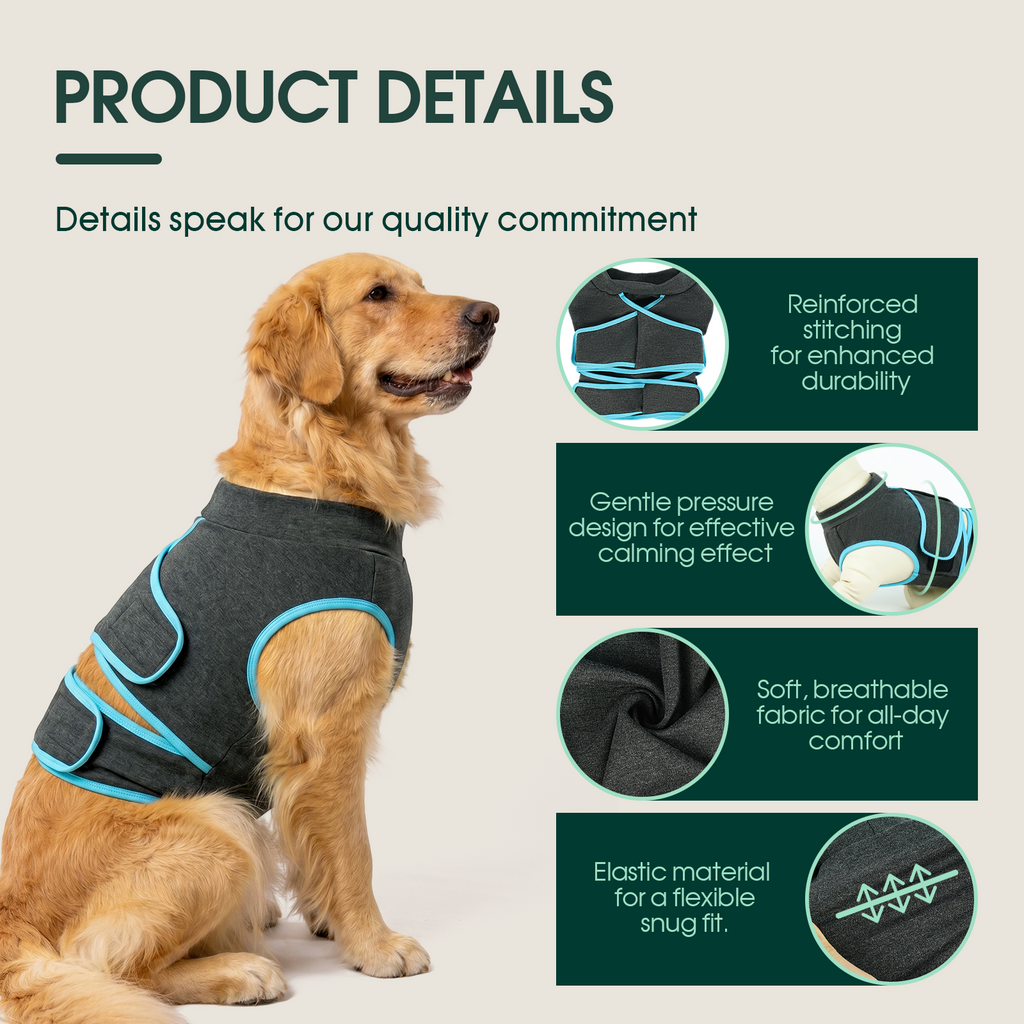 IDOMIK Dog Anxiety Vest, Adjustable Dog Calming Shirt for Fireworks, Travel & Separation Stress