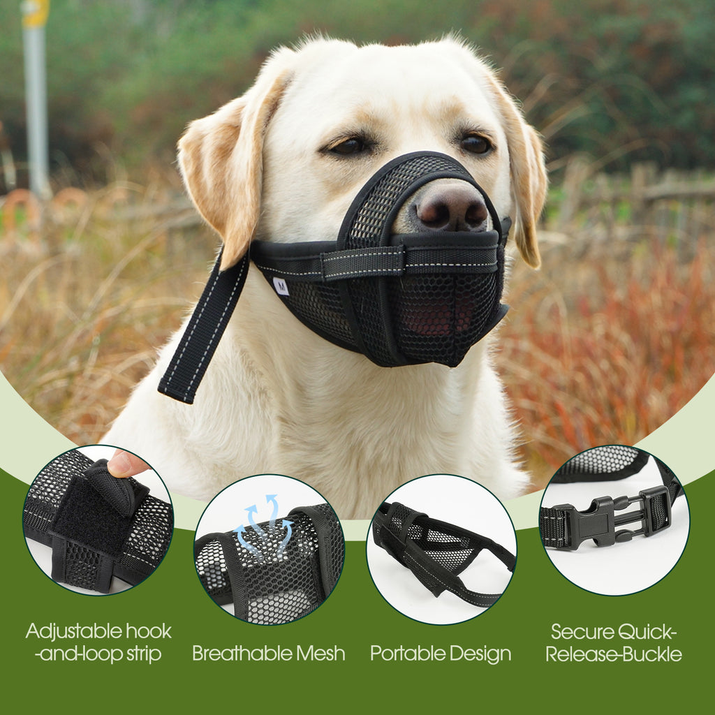 IDOMIK Dog Muzzle, Soft and Breathable Pet Muzzle Anti Biting Barking Chewing, Adjustable Loop
