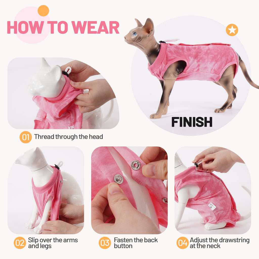 IDOMIK Cat Recovery Suit, Post-Surgery Onesie to Prevent Licking, Cone of Shame Alternative Surgical Spay Suit for Male Female Cat