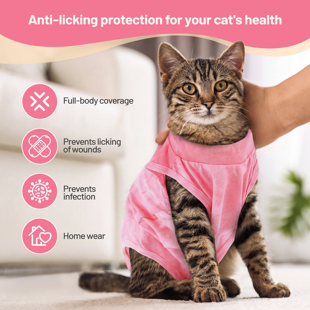 IDOMIK Cat Recovery Suit, Post-Surgery Onesie to Prevent Licking, Cone of Shame Alternative Surgical Spay Suit for Male Female Cat