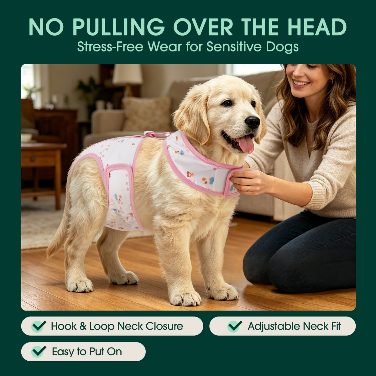 IDOMIK Reusable Dog Diaper, Breathable Diaper with Anti-Slip Suspenders for Female Dogs, Adjustable Menstrual Belt for Puppy